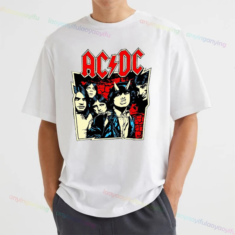 Back in Black Graphic Printed T Shirt-AC/DC-Rock Band Customized Tshirt Hip Hop Streetwear Harajuku Casual Men Clothes Women Top