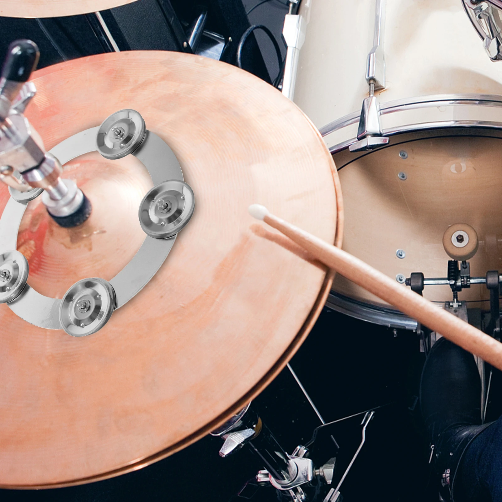 

Drum Cymbal Accessory Set Accessories Metal Cymbals Hi Hat Tambourine Kit for Drums