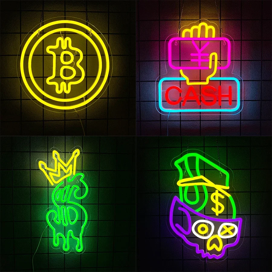 

Accessories for Home Decor Room Decoration Wall Name Crown Neon Led Sign Store Usb Coin Business Dollar Icon Art Powered Game