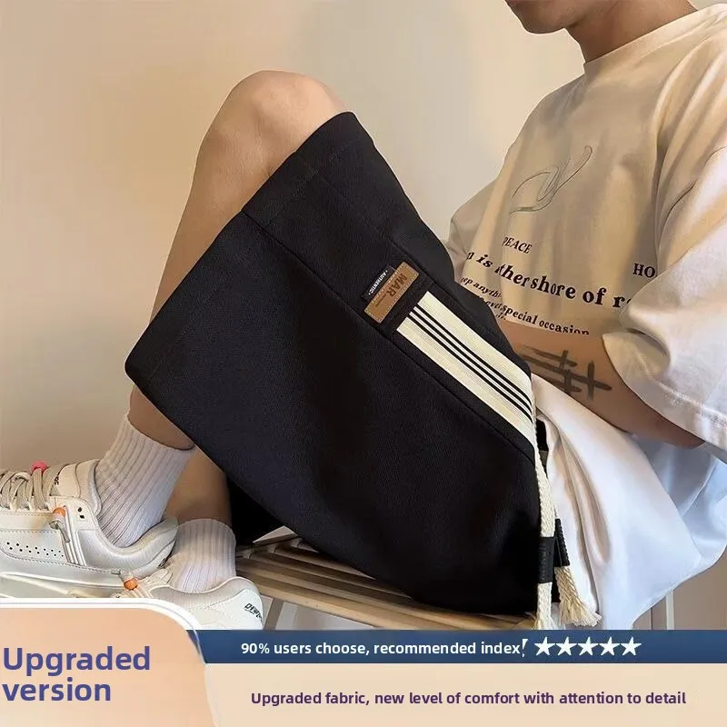 

Loose Fit Men's Bla Five-Point orts Summer Casual High Street Tee-Stripes Trendy Brand Comfortable Loose Leggings