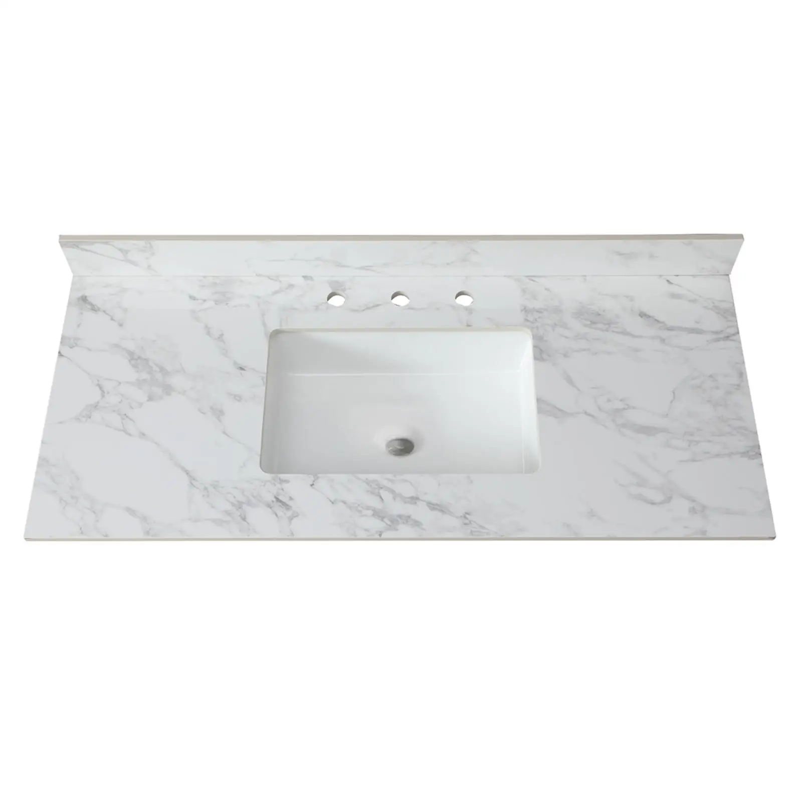 

Sintered Stone Bathroom Vanity Top White Finish with Rectangular Undermount Sink Three-hole Setup for Modern Bathroom Renovation