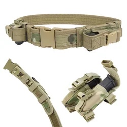 Hunting Equipment System 110cm Tactical Men Belt Waist Support Security Combat Duty Utility Belt with Magazine Pouches