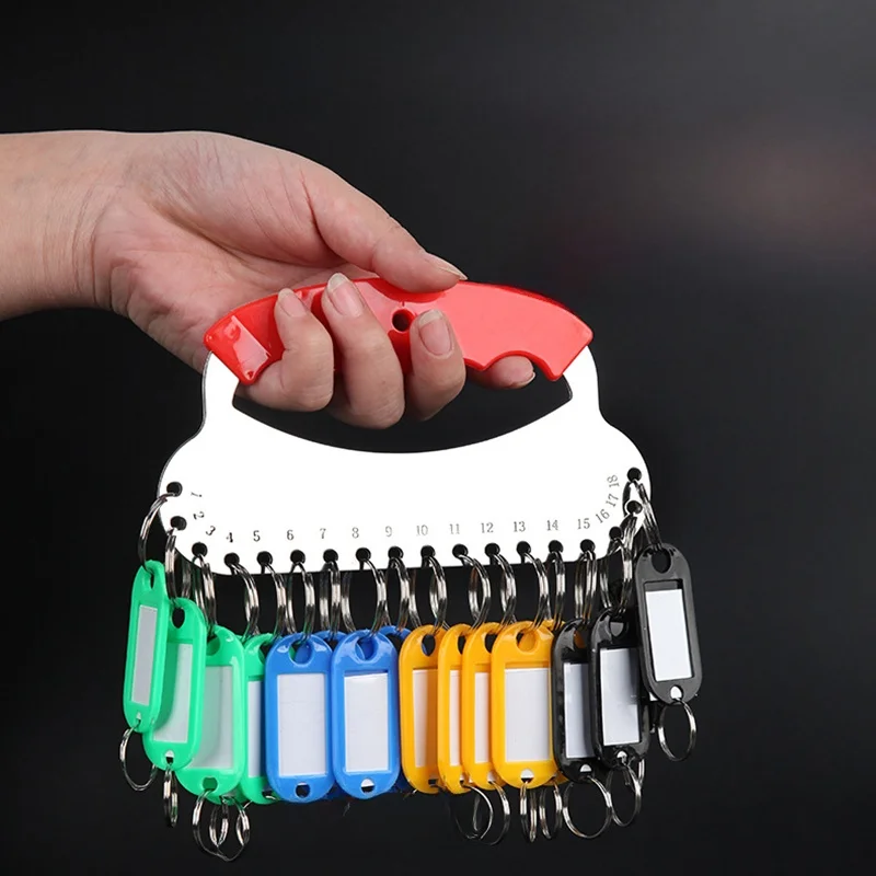 Multi-Key Holder Bag Portable Key Storage Pouch with Tag for Landladies Key Ring Circle Buckle Ring Keychain Accessory