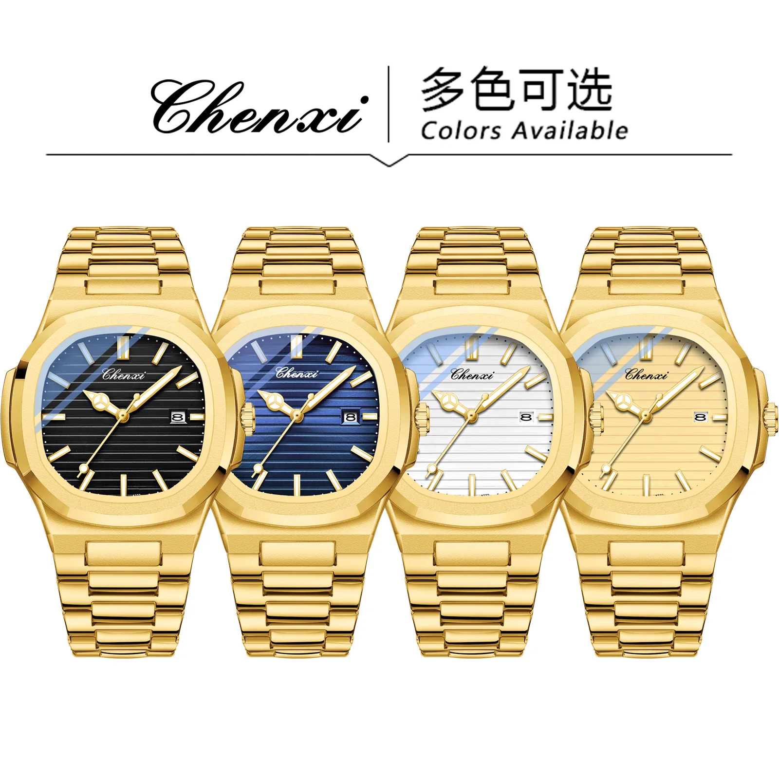 Orologio da polso con cinturino in acciaio di vendita caldo coppia luminoso impermeabile semplice calendario aziendale di moda orologi al quarzo per uomini e donne