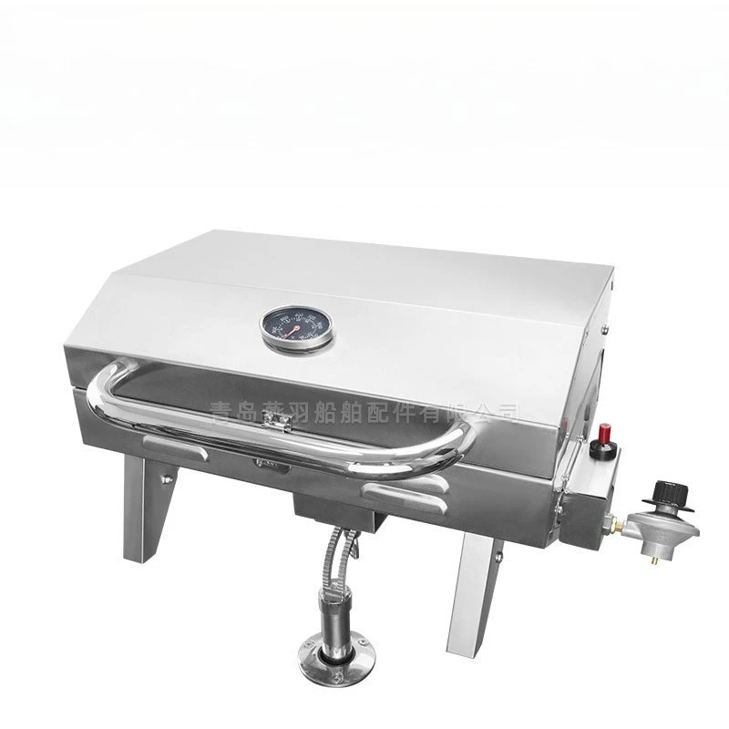 Outdoor Portable Gas Grill 304 Stainless Steel Yacht American Grill with Rod Holder