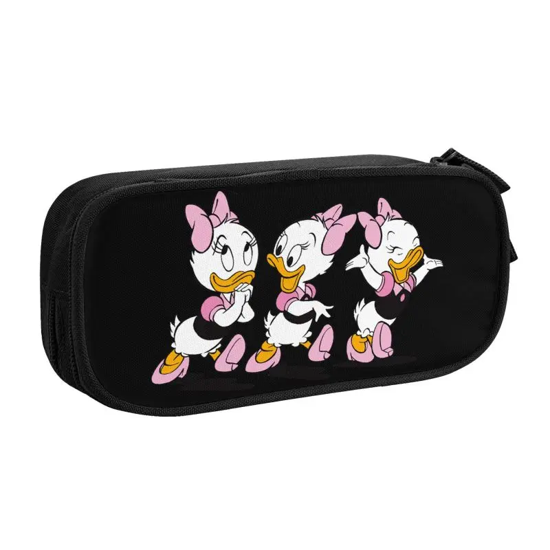 Custom Donald Duck Mickey Mouse Anime School Pencil Case Boy Girl Large Storage Pencil Pouch Students Stationery