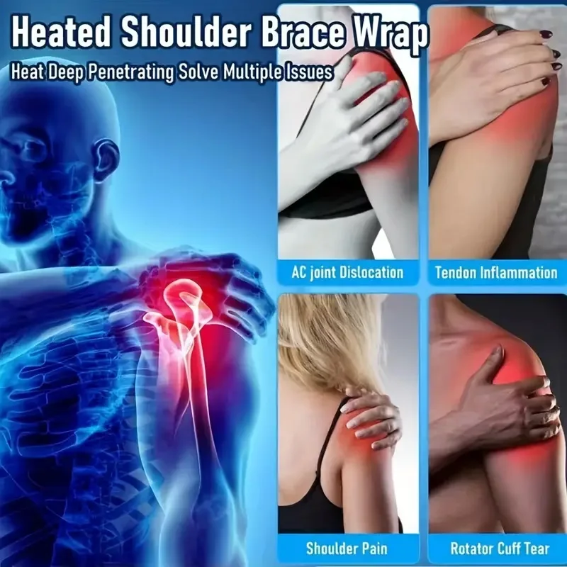 Heating Shoulder Support Belt with 3 Levels of Temperature Adjustment for Cold and Warm Body Relaxation Tool Suitable Both Sides