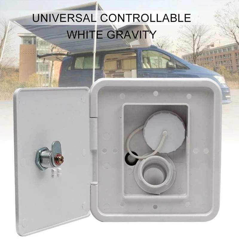 

RV Gravity Water Filler Square Hatch Water Box With Key Screw RV Trailer Caravan Accessories