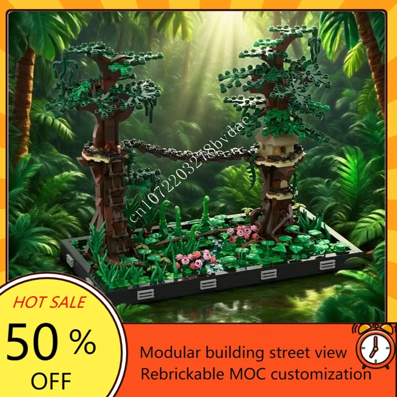 

889PCS Ewok Village Diorama Space War Military MOC SpaceShip Battle Model Custom Puzzles Architecture DIY Assembly Toy Gift