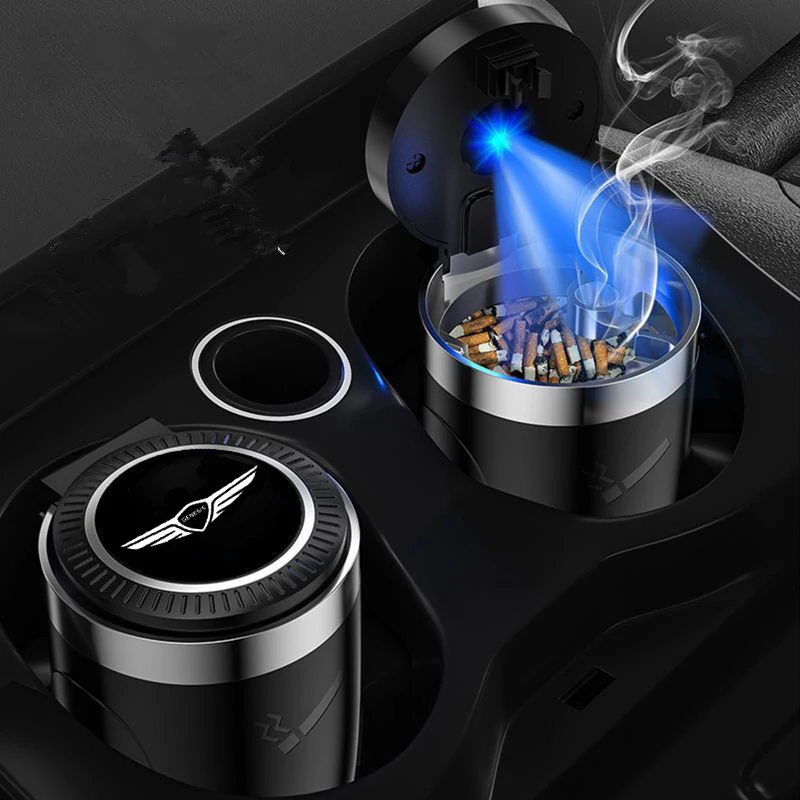 Car Emblem LED Ashtray Portable Smoke Ashes Holder Automobile Interior Accessories For Genesis G70 G80 G90 GV80 GV70 GV60 Neolun