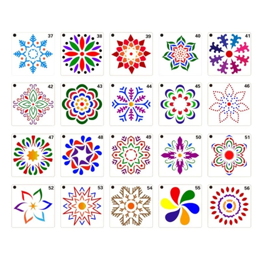 36/56pcs Plastic DIY Wall Paper Stencils Card Making Painting Template Painting Stencils Drawing Tool Hollow Mandala Pattern