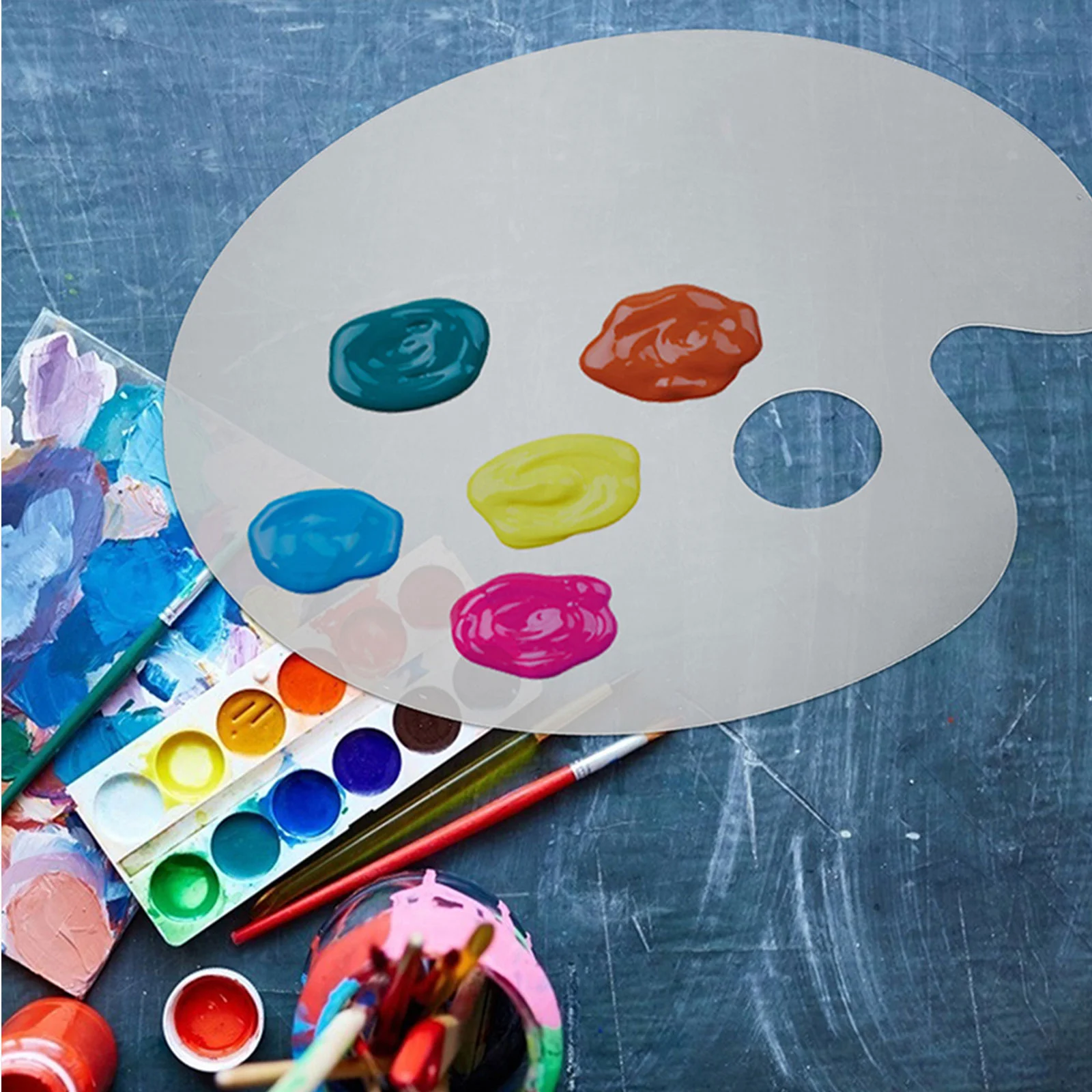 Clear Paint Tray 12 Acrylic Palette White Serving Painting Board Handheld Palettes Oval Pigment