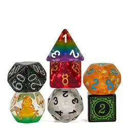 7Pcs/Set Bulk Dice DND Random Color D4 D6 D8 D10 D% D12 D20 Polyhedral Dice Set for Role Playing Game D&D Board Games