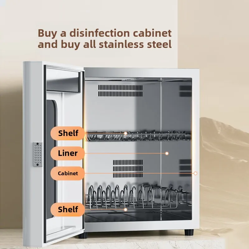 ماكينة تعقيم محمولة مدمجة من الفولاذ المقاوم للصدأ 220 فولت 53 لتر لأدوات المائدة لزجاجات الأطفال وتطهير درجة الحرارة العالية والتجفيف