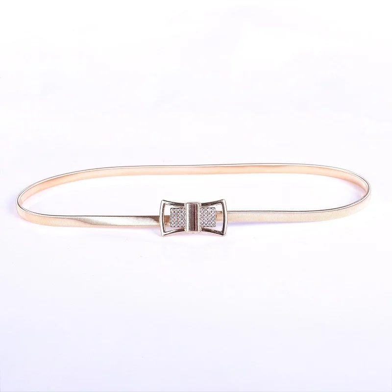 2024 New Fashion Belt Women Elastic Diamond Inlay Decoration Metal Spring Waist Chain Accessories Luxury Dress Coat Style Waist