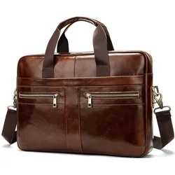 Men's Bag Genuine Leather Briefcase For Laptop Messenger Men's Leather Bag Business Portfolio For Document A4 Handbag Cross Bag