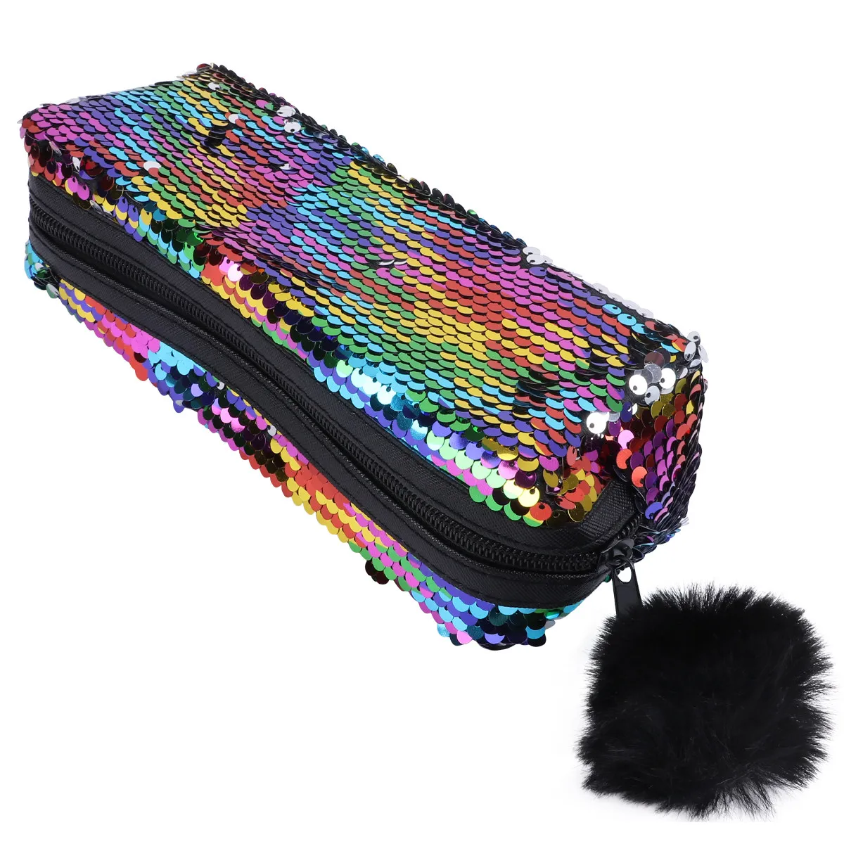 1Pcs Sequin Pencil Bag Mermaid Glitter Zipper Pouch Large Capacity Stationery Storage Organizer for School Office