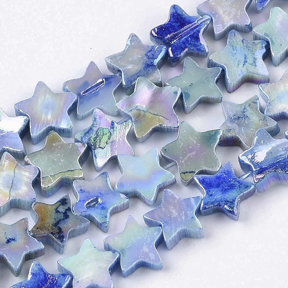 55~59pcs/Strand Freshwater Shell Bead AB Color Plated Dyed Star Shape Loose Bead 8~9x9x2~3mm For Necklace Earring Jewelry Making