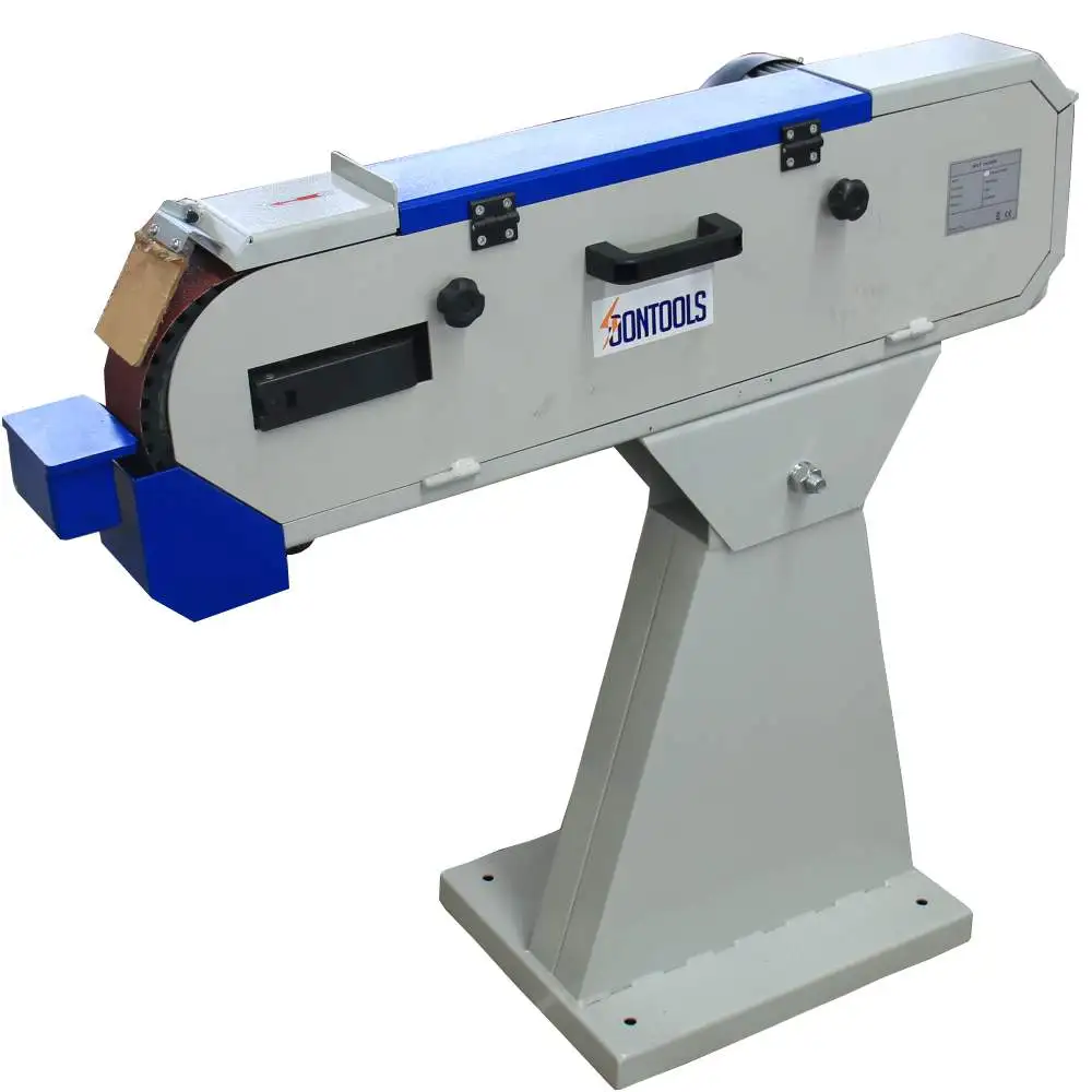 Powerful belt sanding machine for grinding stainless steel surfaces, edges and round