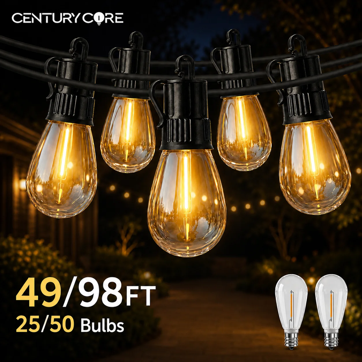S14 String Light 220V EU 110V US LED Outdoor Lights E12 Waterproof Shatterproof Plastics Garden Vintage Party Wedding Decoration