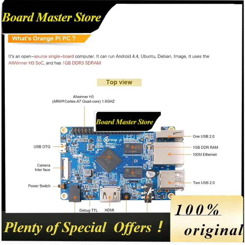 BoMaSOrange Pi PC 1GB H3 Quad-Core Support Android,Ubuntu,Debian Image Single Board Computer