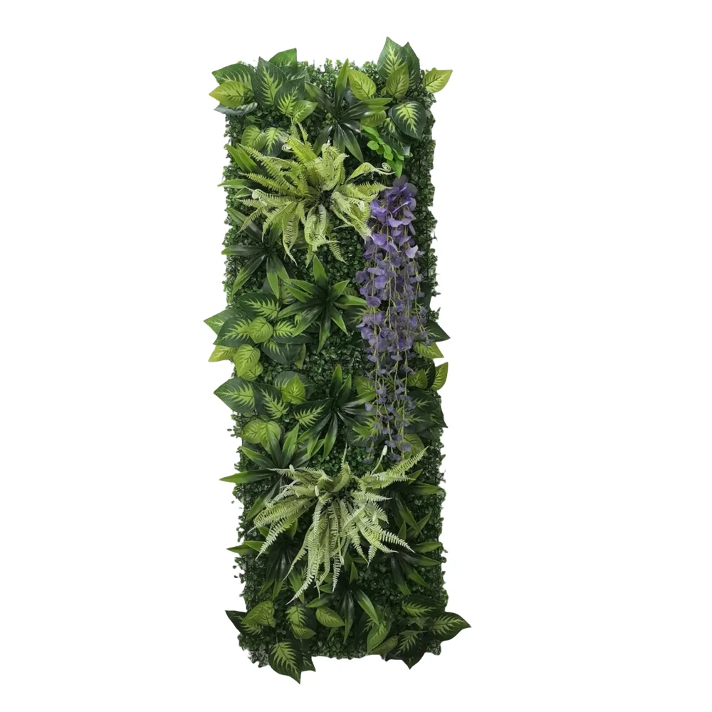 Home Decoration White Artificial Flower Artificial Lawn Plant Wall Panel Wisteria Green Straw Mat