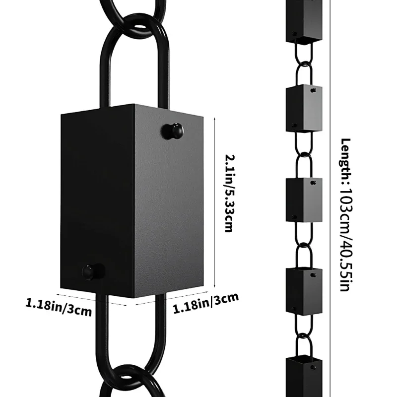 Rectangular Antique Rain Chain for Gutter and Rain Rust Resistant Plated