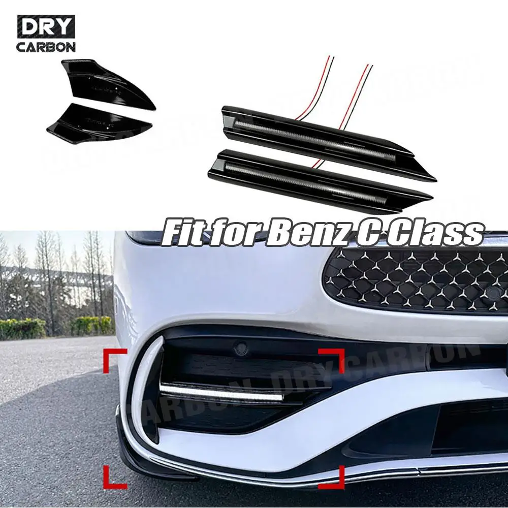 

For Benz C Class W206 C200 C300 C43 AMG 2022+ Car Front Bumper Side Splitters Apron Fog Lamp Light Bodykits Accessories