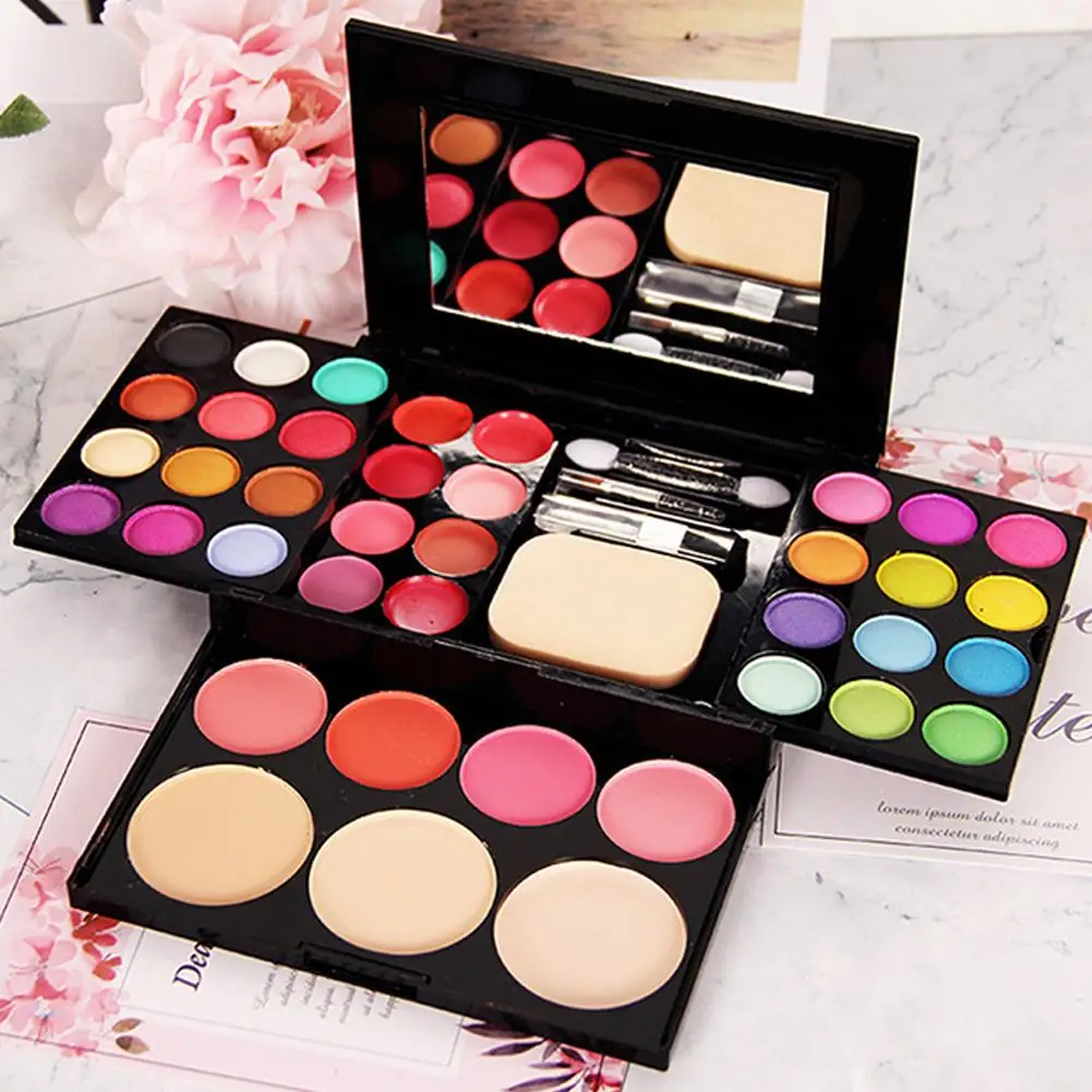 24 colori Eyeshadow Palette libro a tre strati trucco cosmetico Fine e lucido opaco Glitter colori a lunga durata ombretto