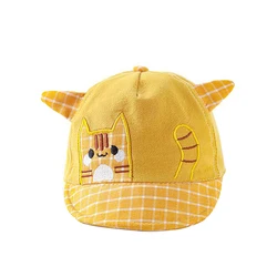 Kids Boys Girls Baseball Hats Cartoon Cat Embroidery Ears Beach Cap Sun Protection Cap Sunscreen Sun Visor Hat