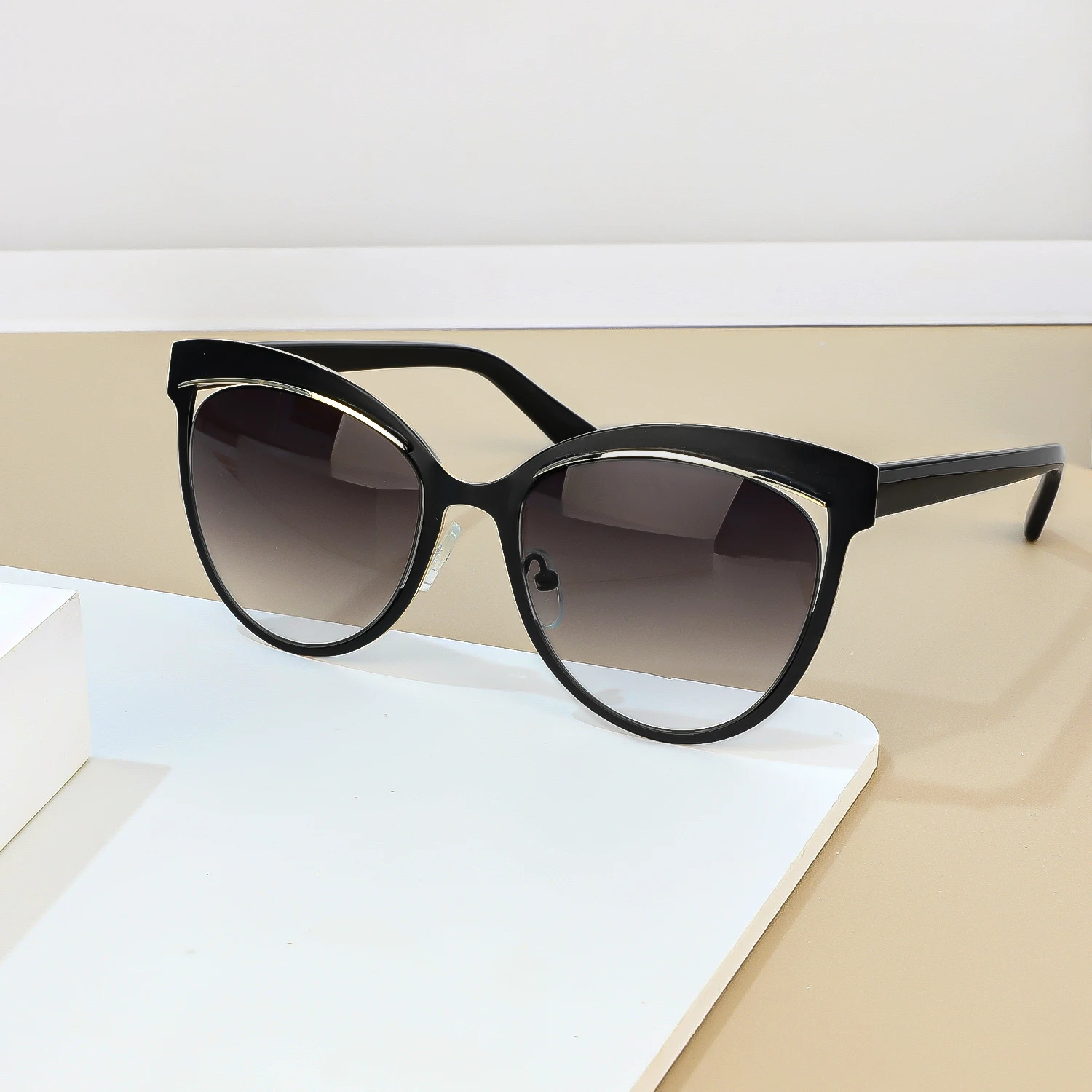 2026 neue Mode Cat Eye Sonnenbrille Frauen Übergroßen Schwarz Rahmen UV400 Schutz Trendy Sonnenbrille für Sommer – Detail 6
