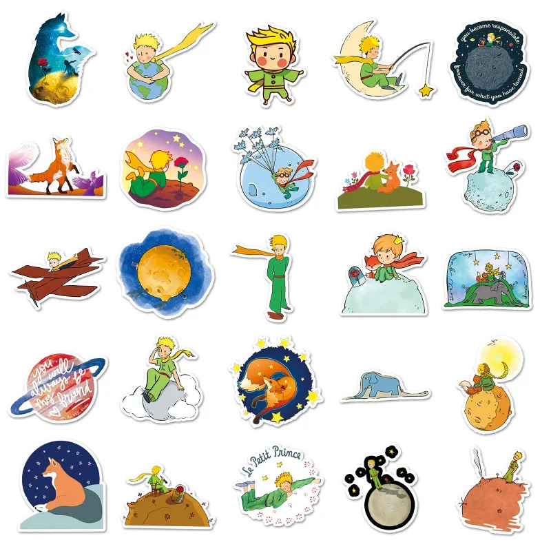 50pcs Le Petit Prince Cartoon Sticker Decorative Water Cup Laptop Luggage Desktop Stationery Skateboard Waterproof Sticker