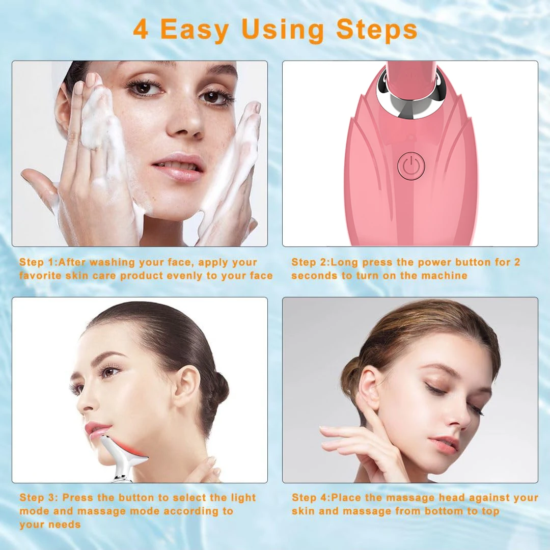 Massageador facial e de pescoço, ferramenta facial, dispositivo recarregável de beleza de pescoço, massageador de pescoço, dispositivo de beleza para cuidados domiciliares