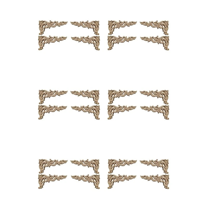 24Pcs Wood Carved Corner Onlay Applique Unpainted Frame Cupboard Cabinet Decal For Home Furniture Decoration B