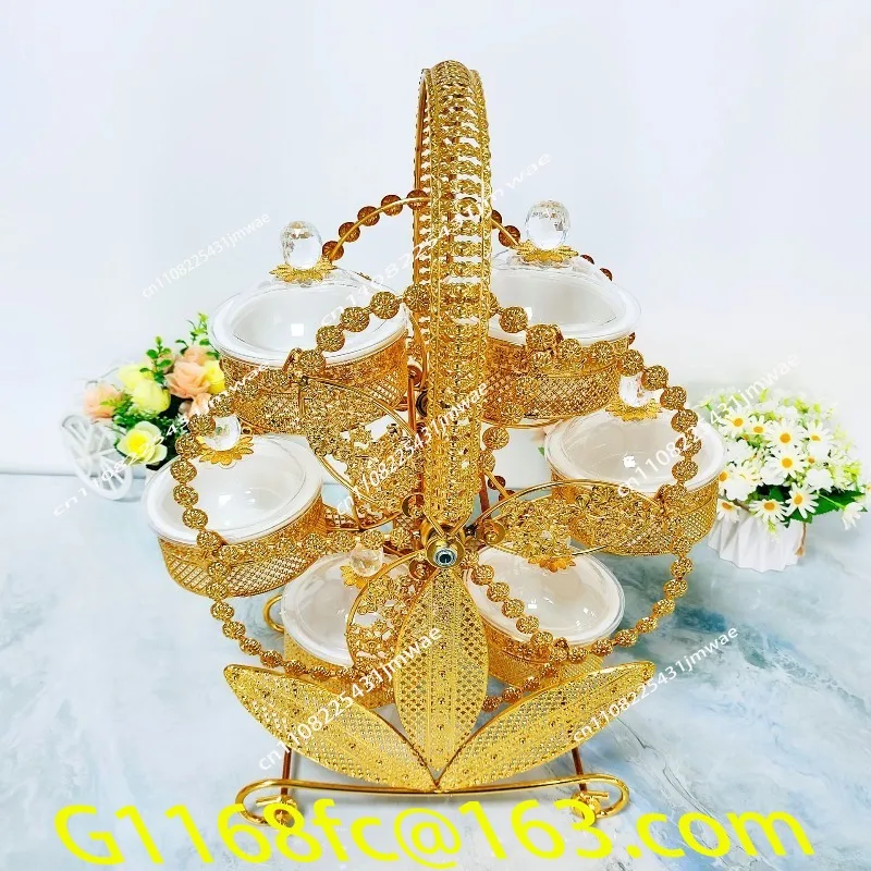High-end Exquisite Fruit Basket Light Luxury Three-leaf Rotating Dried Fruit Box Six-box Home Living Room Universal Fruit Plate