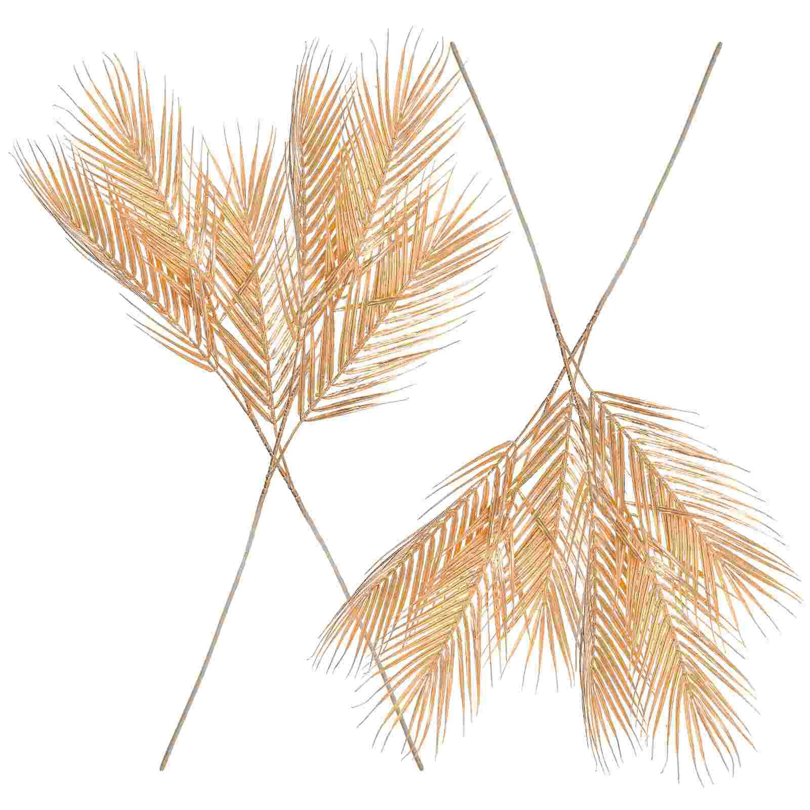 

4 Pcs Golden Simulation Leaf Branch Artificial Flowers for Wedding Home Decor Craft Vase Filling nament Fake for Wedding