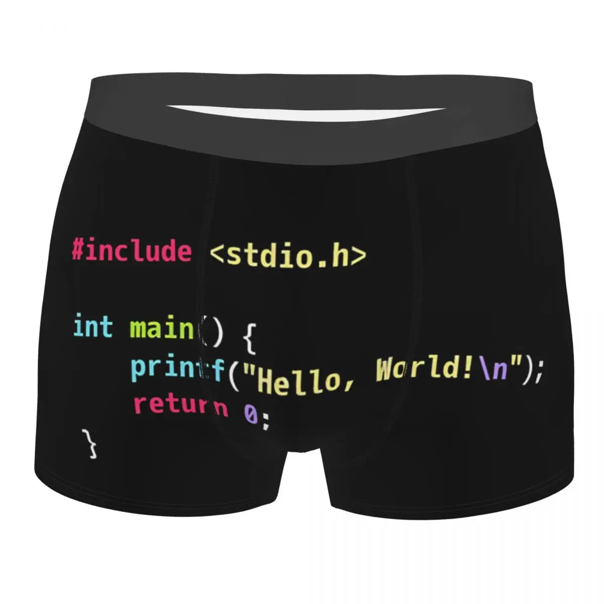 Мужские боксеры Hello World C Code, дышащие трусы с подсветкой синтаксиса, пикантные шорты, идея для подарка