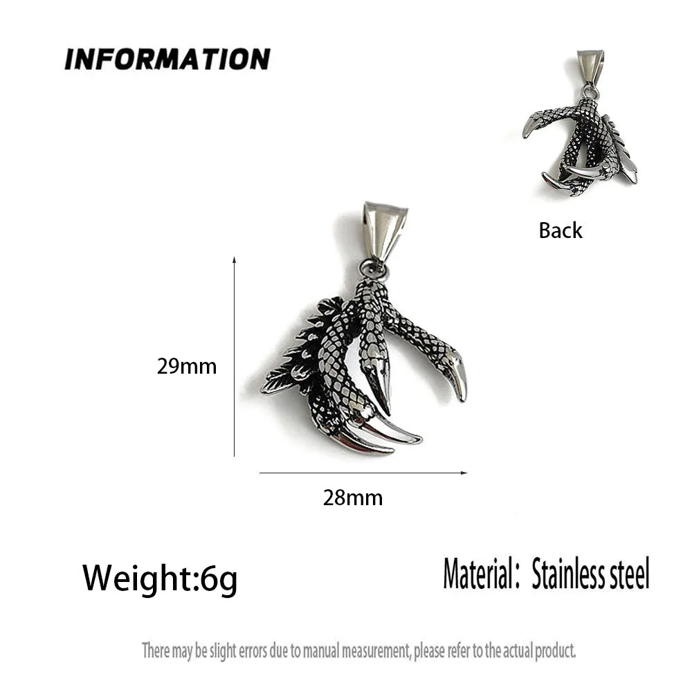 Retro cast palm dragon claw stainless steel pendant, waterproof and non-fading blackening process, bulk sales of accessories