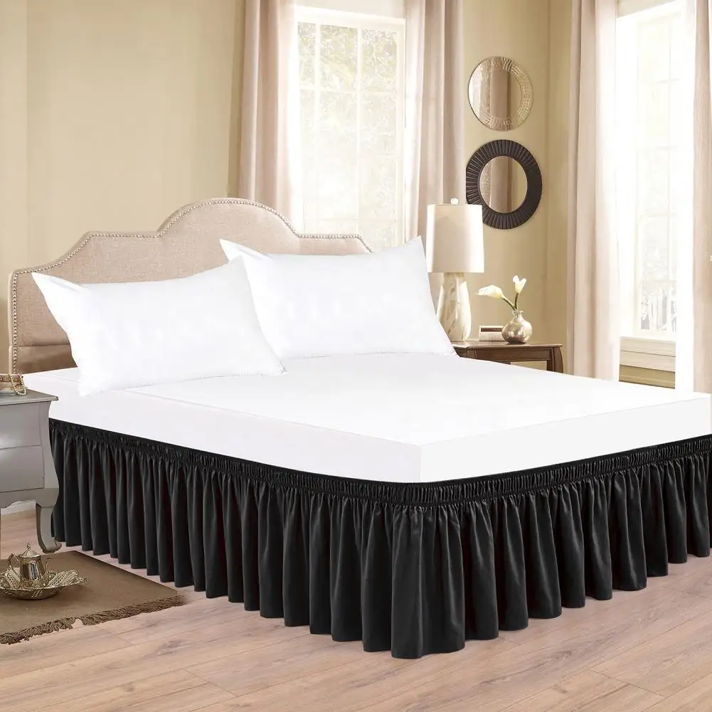 Bed Skirt Silky Luxurious Wrap Around Bed Skirt Uniform Bed Ruffles Elastic Bed Skirt Bed Cover Protector