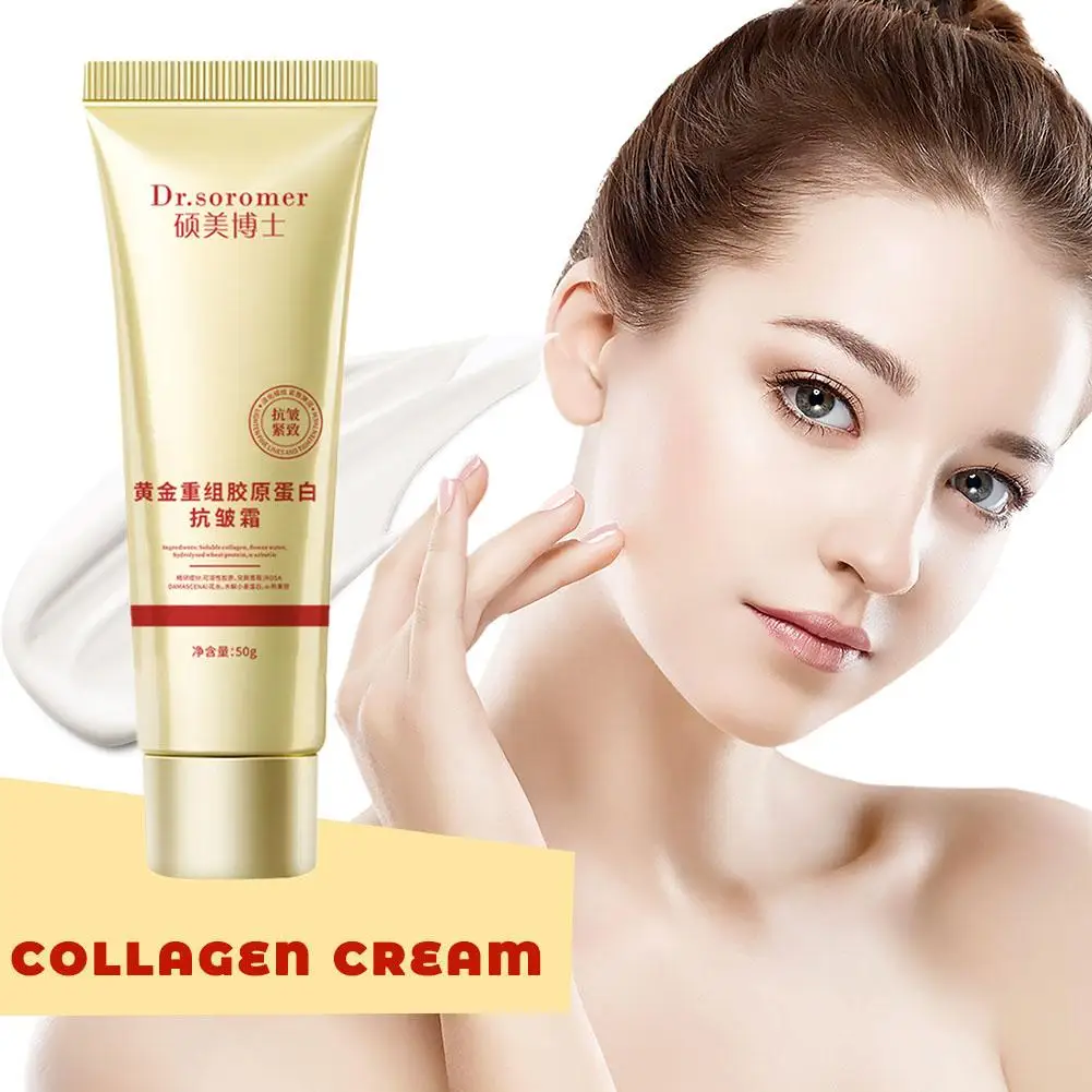 Gold Collagen Anti-Wrinkle Cream Moisturizing Fine Line Fader Facial Skin Care Wipe Wrinkles Apply Face Cream for Ageless B P1N5