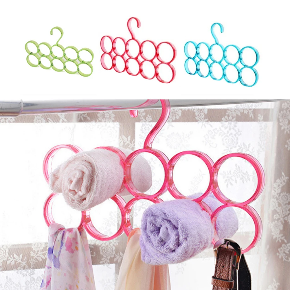 

Circle Scarf Belt Tie Hanger 10 Rings Clothes Hanger Non-Slip Bathrobe Scarf Display Slots Holder Organizer Space Saving