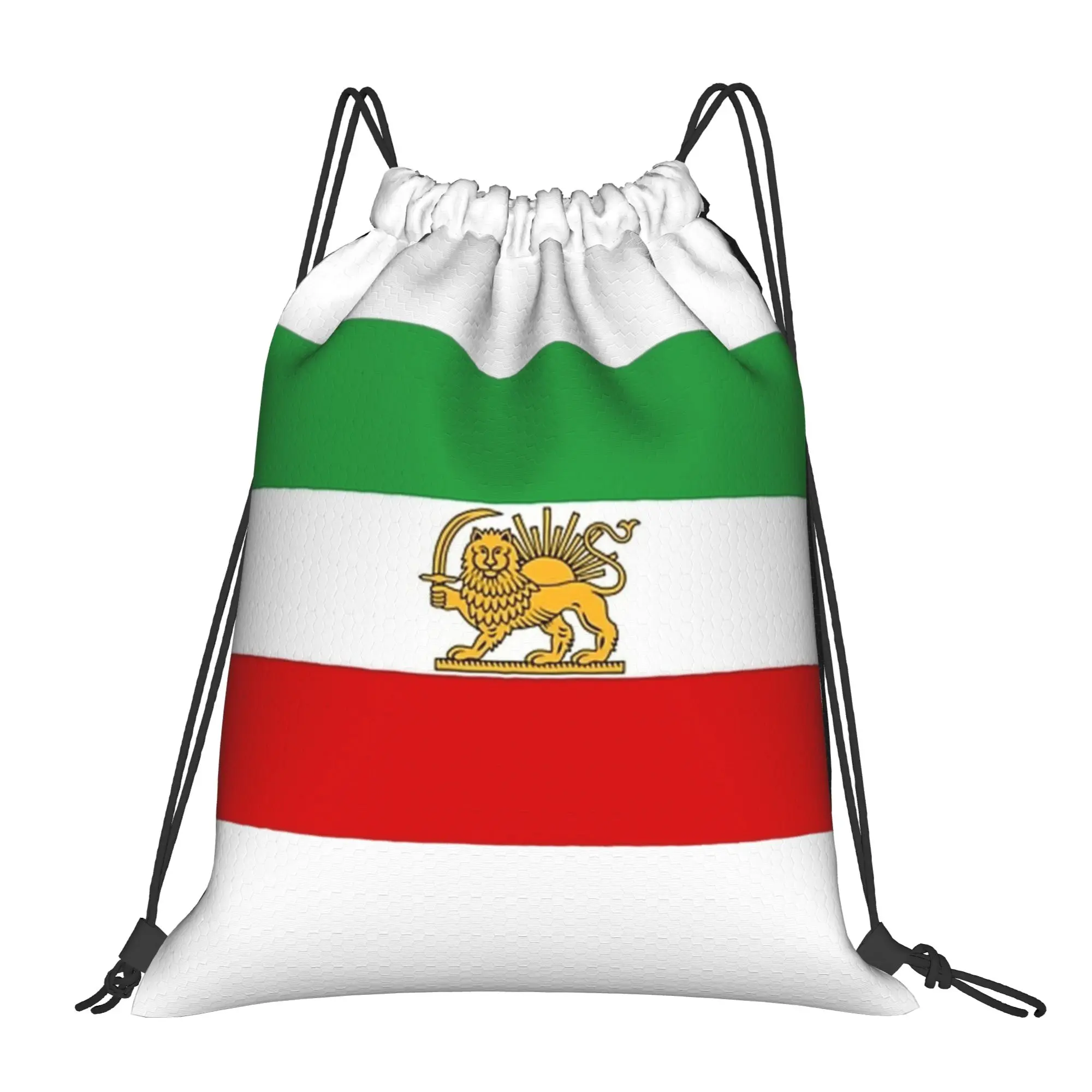 

Flag of Iran 1964-1979 Drawstring Backpack Sports Gym Sackpack Water Resistant String Bag for Hiking