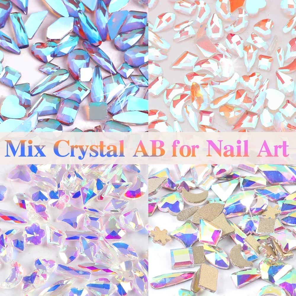 50pcs 100Pcs Diamond 3D Nail Art Rhinestones Flat back  Mixed Shape Glass Strass Glitter Crystal For Nails Art Decoration