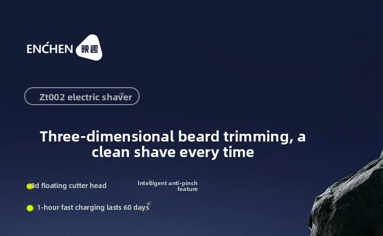 ENCHEN BlackStone Men Electric Shaver 3D Floating Head Anti Pinch 1H Fast Charge Pop Up Sideburn Trimmer Portable Beard Razor