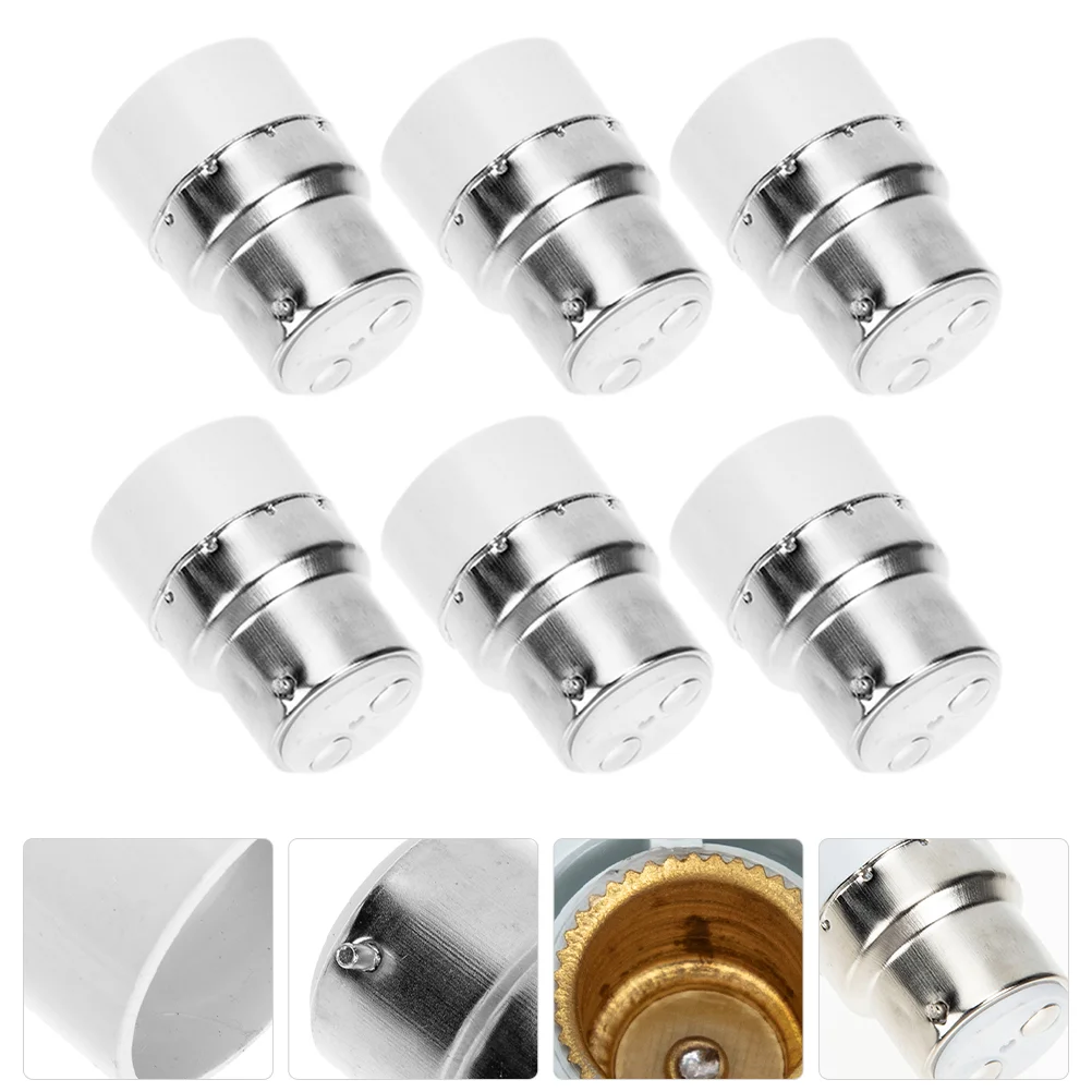 6 Pcs B22 to E14 Light Socket Adapter PC Copper Bulb Base Converter Anti Burning Corrosion Resistant Safe Proof
