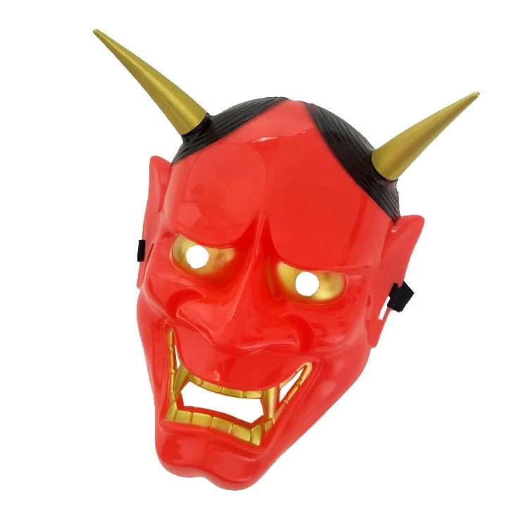 

Men and Women Full Face Hard Plastic Halloween Party Japanese Devil Masks