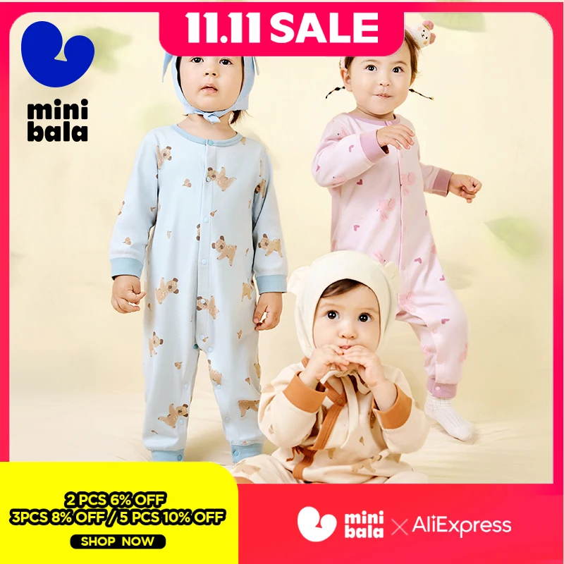 

Мини-комбинезон Bala 2025 на осень и зиму для новорожденных, мягкий комбинезон из чистого хлопка для младенцев, уютный и удобный