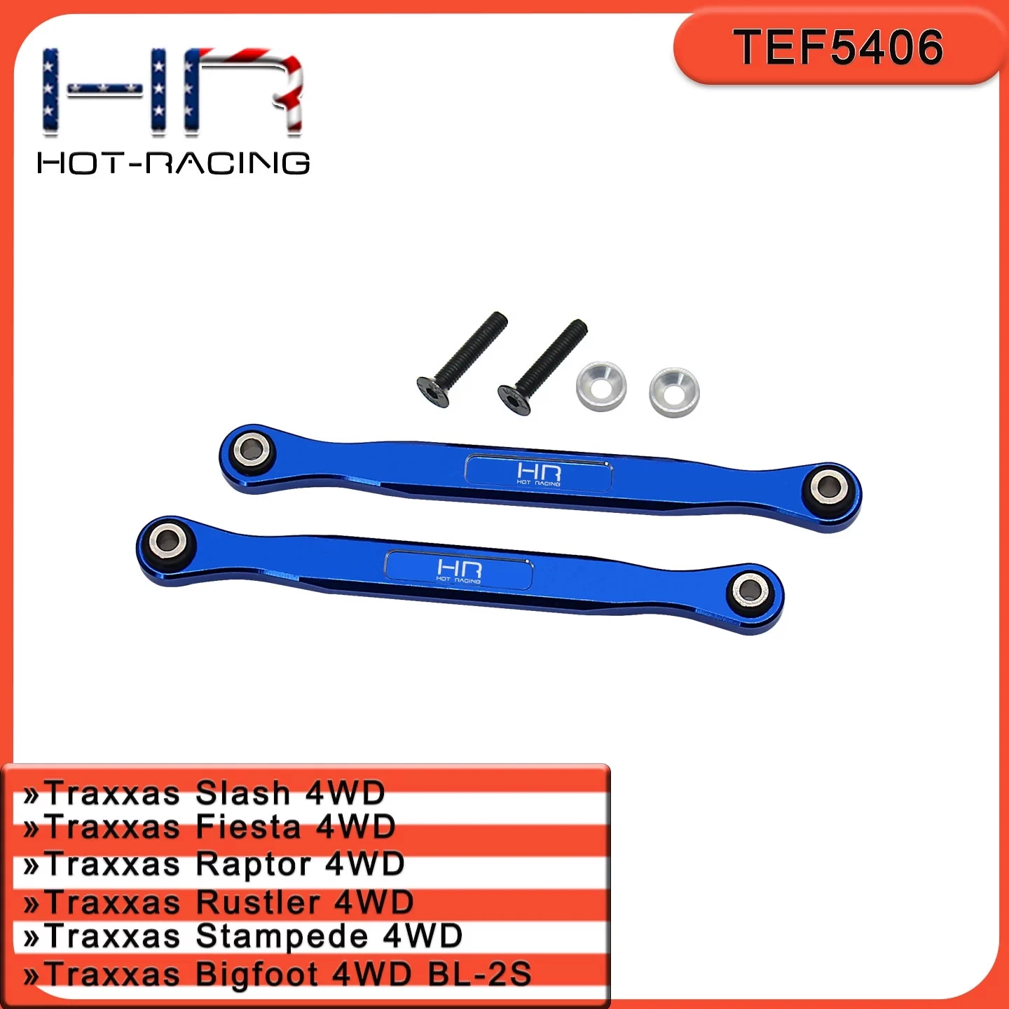 HR Traxxas 1/10 Bigfoot 4WD BL-2S aluminum alloy front upper arm pull rods 80mm pair