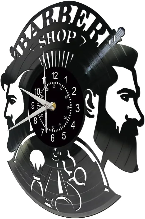 Barber Shop Sign Wall Clock Hairdresser Gift Vinyl Record Wall Clock Barber Shop Salon Beauty Hairdressing Decoration Wall Watch