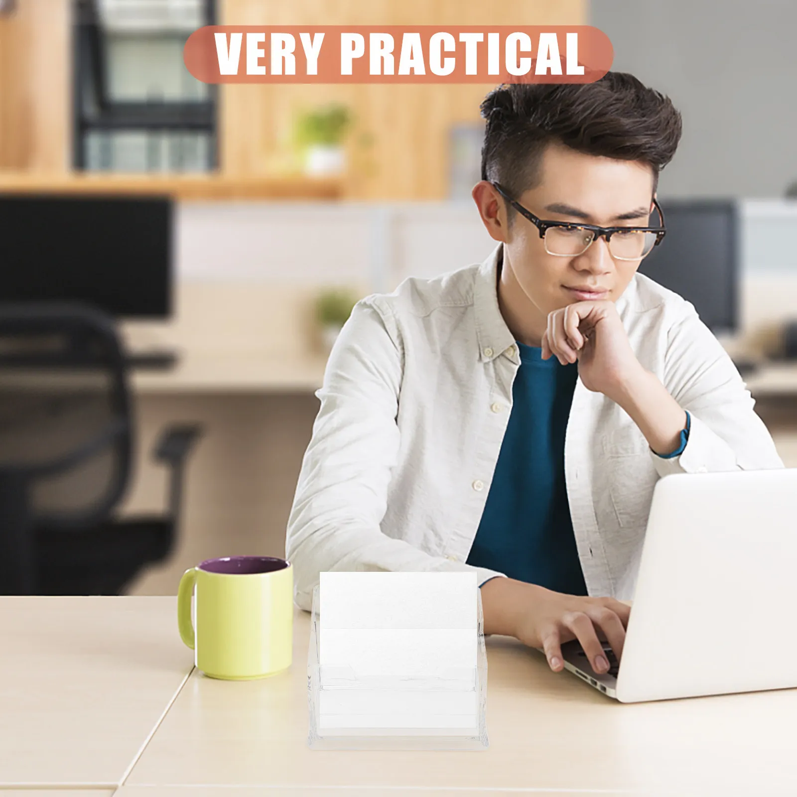 

Premium PP Business Card Stand Desktop Display Holder Non-Slip Thickened Base for Office Desk Organization Vertical Card Display